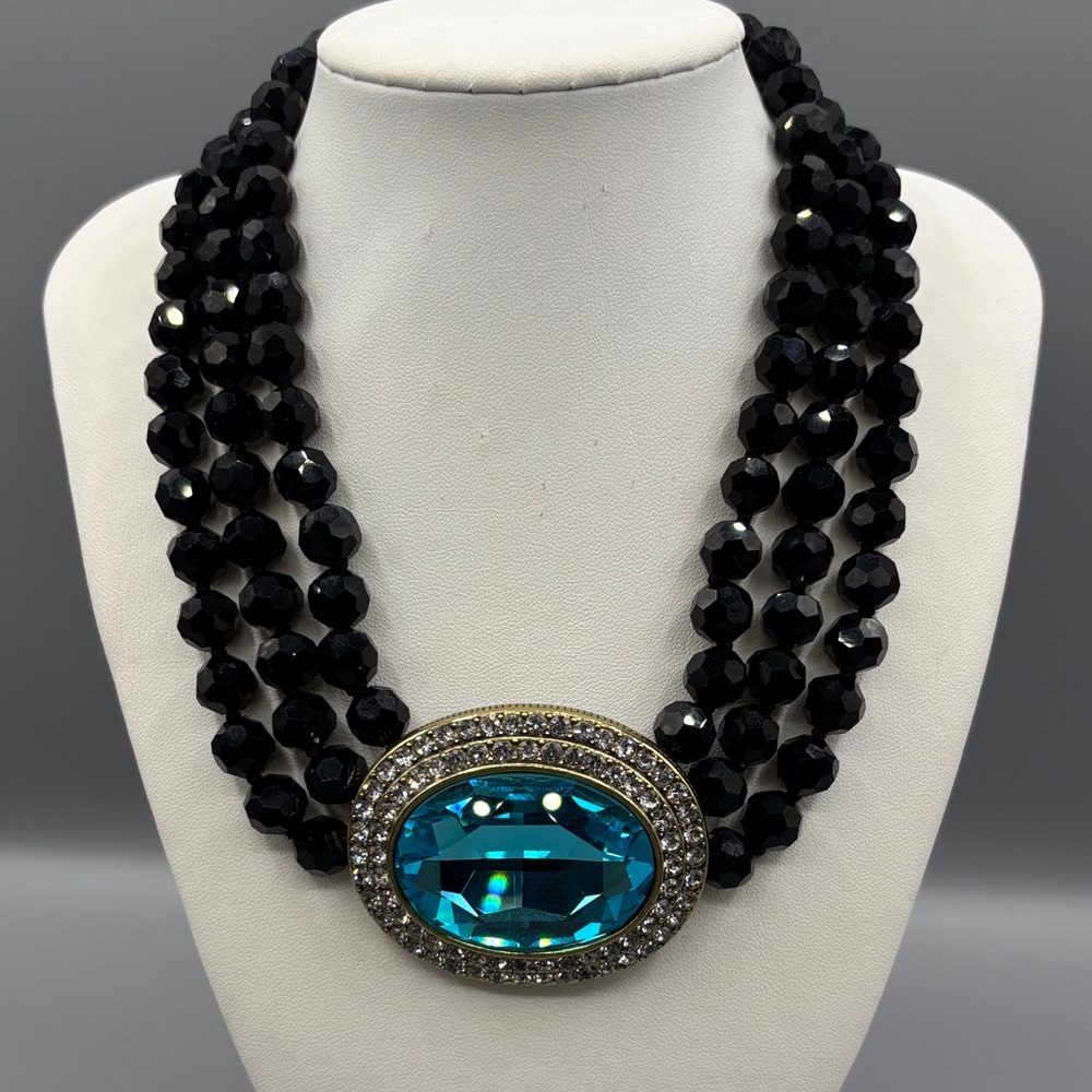 Heidi Daus Taylored Elegance Necklace in Aqua Blue JP444